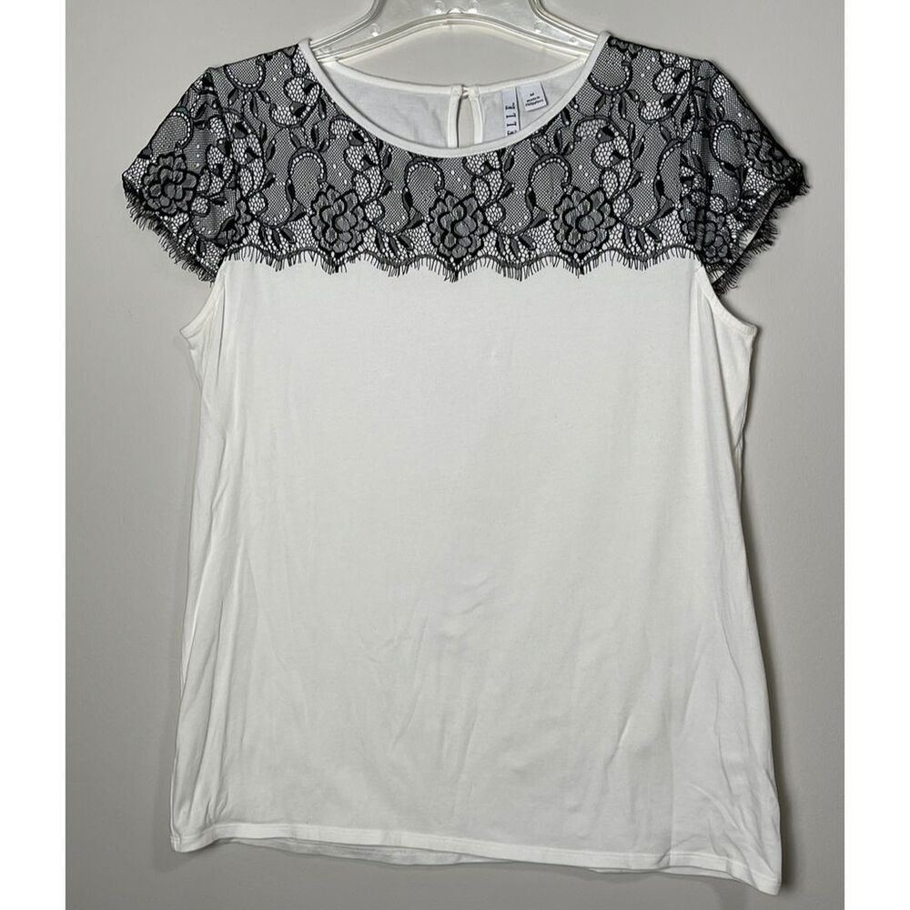 ELLE Women's Lace Trim Blouse